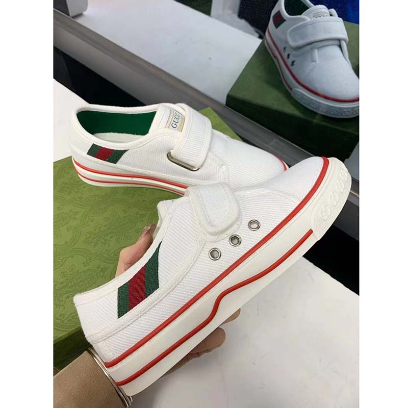 G*u*i unisex gg tennis 1977 sneaker white leather rubber sole velcro closure flat