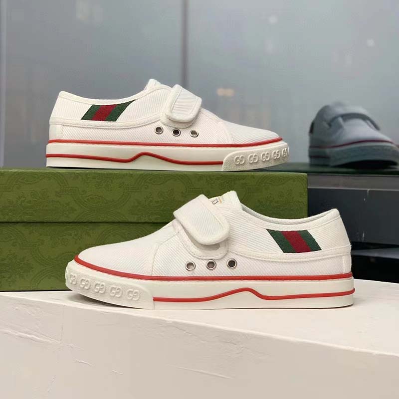 G*u*i unisex gg tennis 1977 sneaker white leather rubber sole velcro closure flat