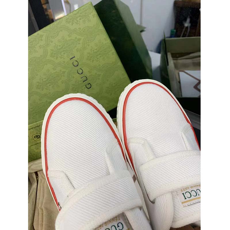 G*u*i unisex gg tennis 1977 sneaker white leather rubber sole velcro closure flat