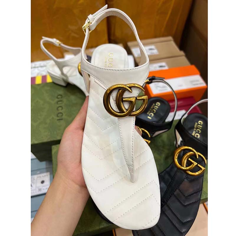 G*u*i women gg double g sandal white leather sole double g 5 cm heel