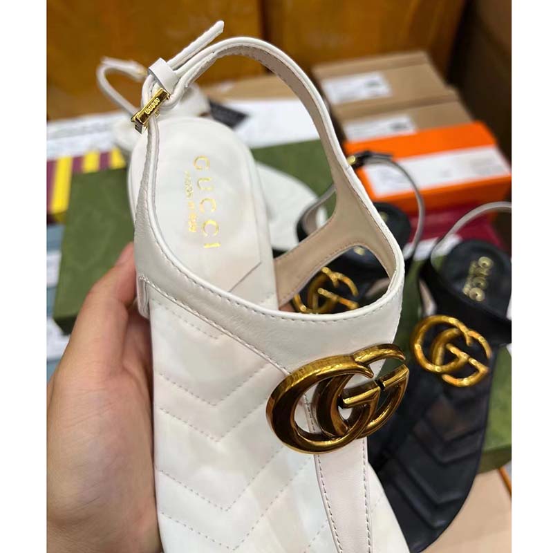 G*u*i women gg double g sandal white leather sole double g 5 cm heel