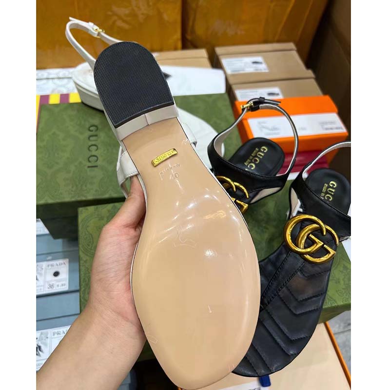 G*u*i women gg double g sandal white leather sole double g 5 cm heel