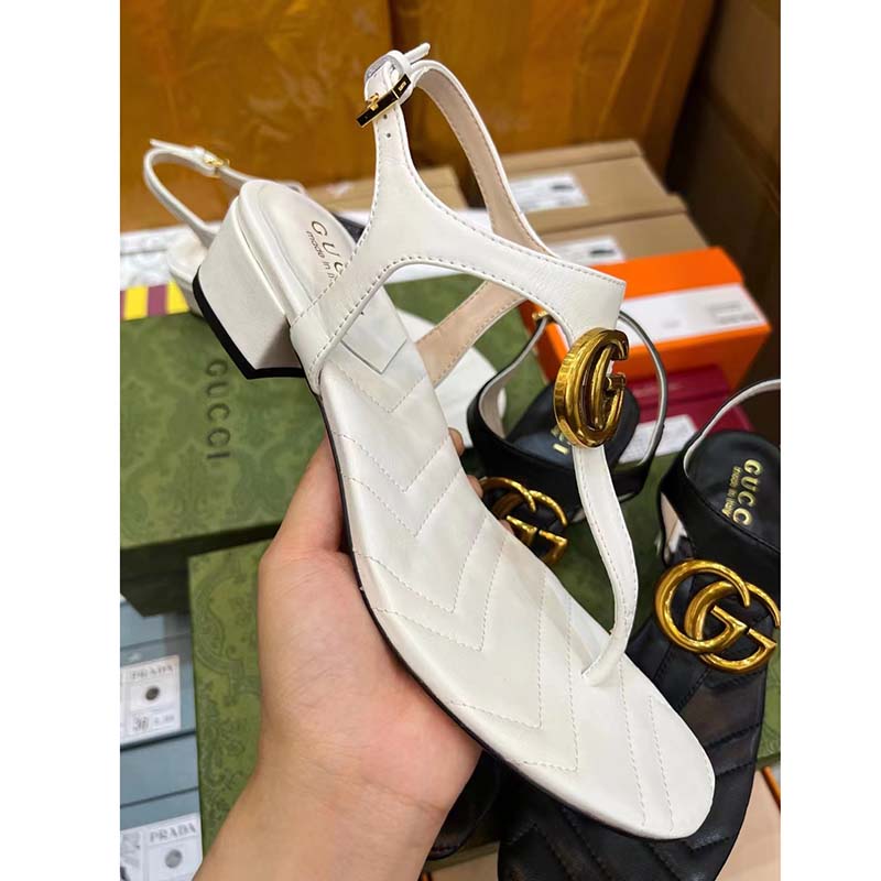 G*u*i women gg double g sandal white leather sole double g 5 cm heel