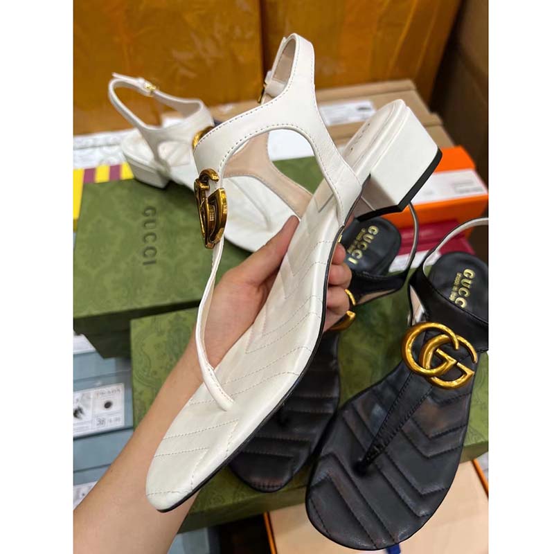 G*u*i women gg double g sandal white leather sole double g 5 cm heel