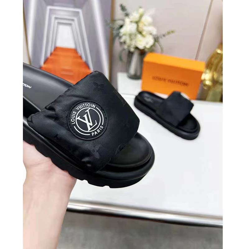 Louis Vuitton LV Unisex Pool Pillow Comfort Mule Black Monogram Nylon