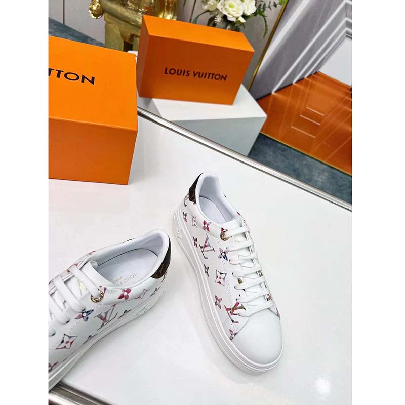 Louis Vuitton LV Unisex Time Out Sneaker White Monogram Embossed Lambskin