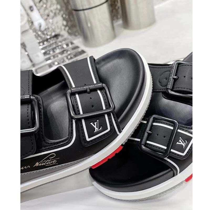 Louis Vuitton LV Unisex Trainer Mule Black Mix Materials Anatomic Insole Initials