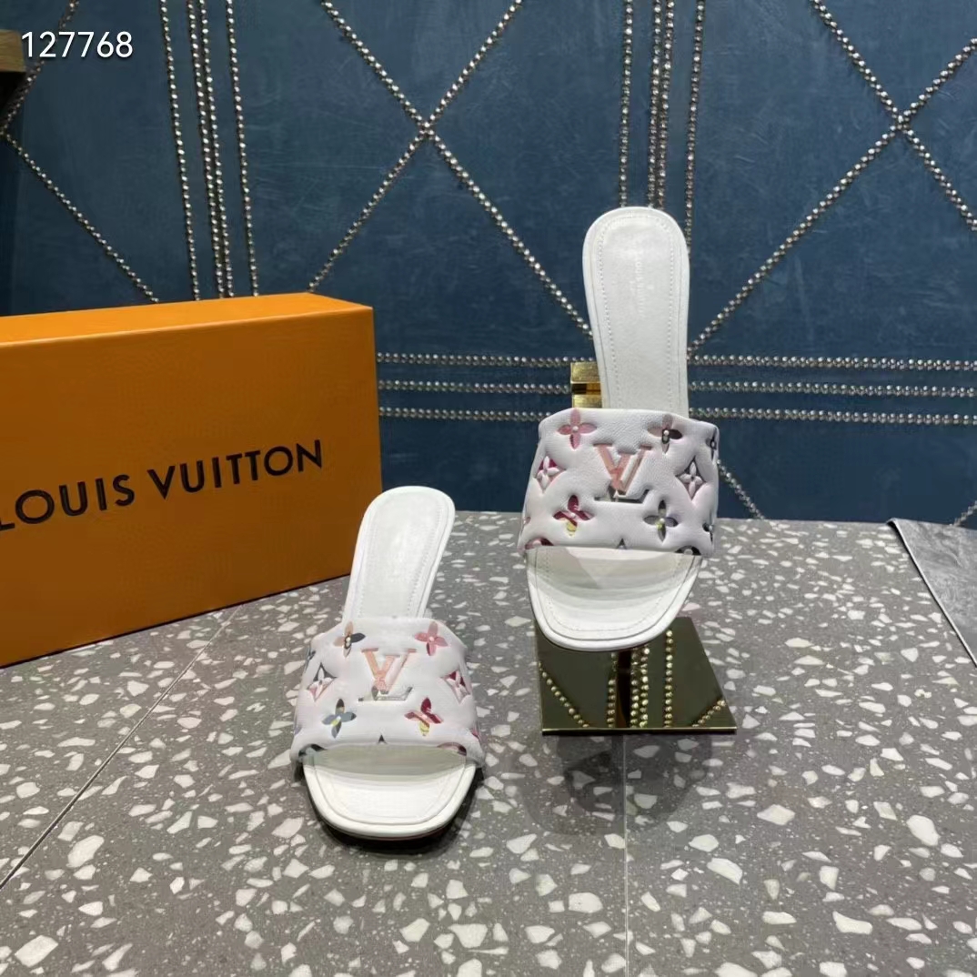 Louis Vuitton LV Women Revival Mule White Monogram-Embossed Lambskin 9.5 cm Heel