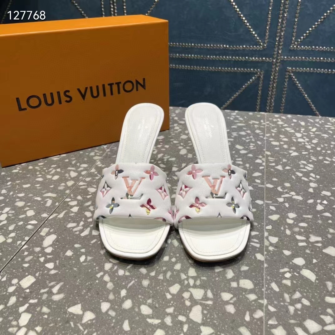 Louis Vuitton LV Women Revival Mule White Monogram-Embossed Lambskin 9.5 cm Heel