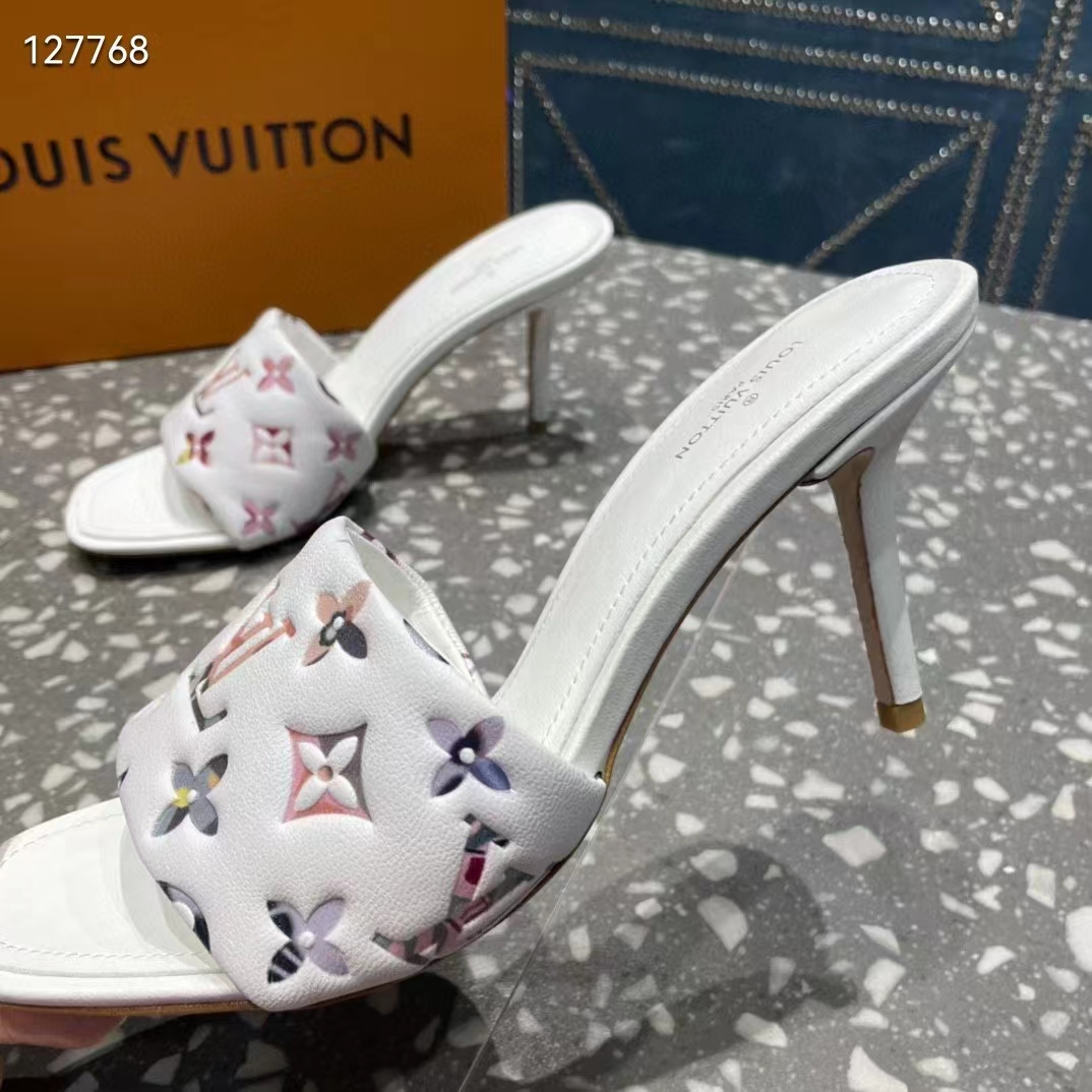 Louis Vuitton LV Women Revival Mule White Monogram-Embossed Lambskin 9.5 cm Heel