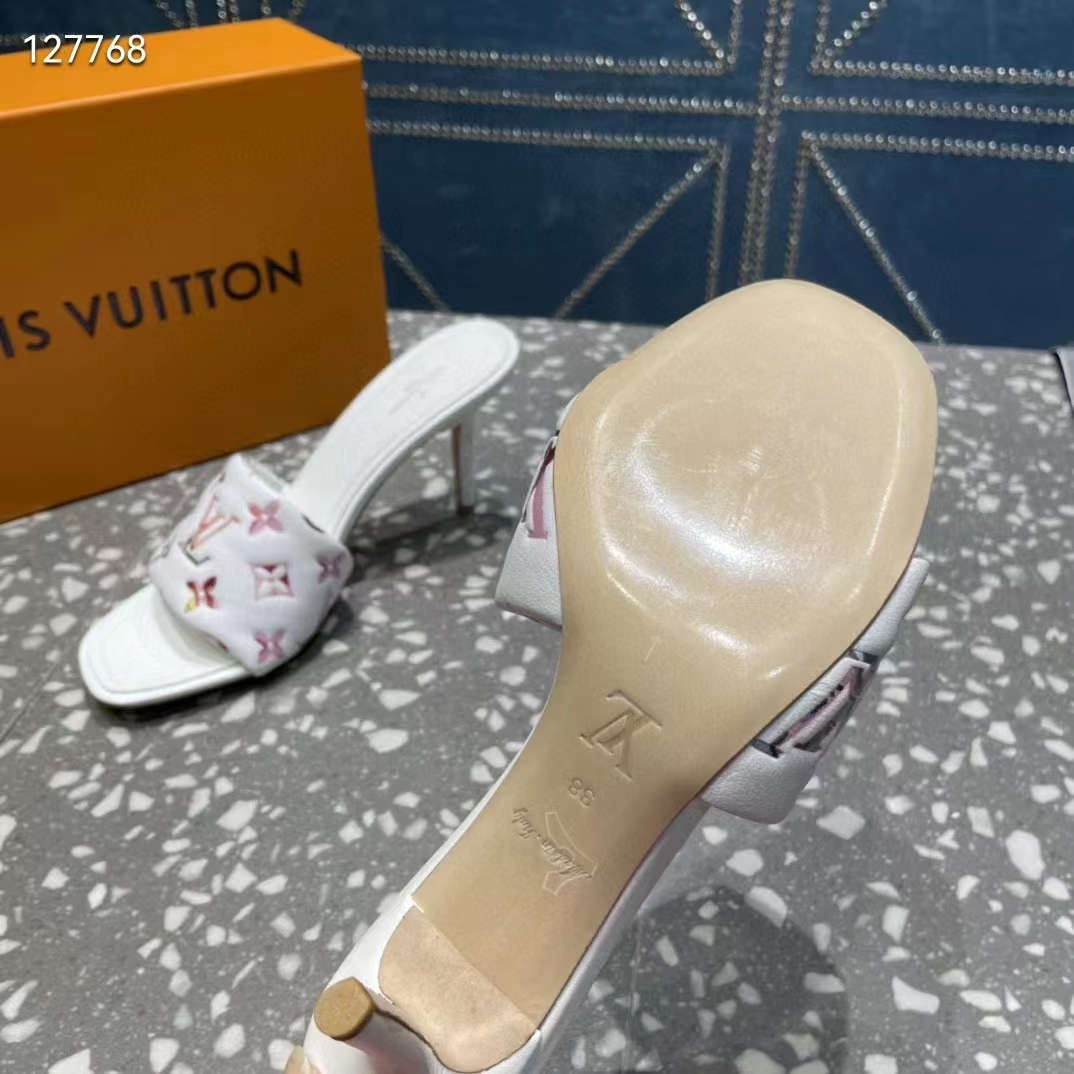 Louis Vuitton LV Women Revival Mule White Monogram-Embossed Lambskin 9.5 cm Heel