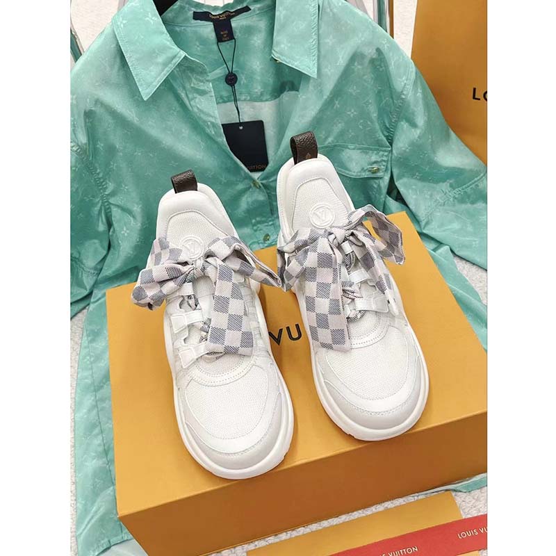 Louis Vuitton Women LV Archlight Sneaker Azur Blue Mix Materials Ribbon Laces