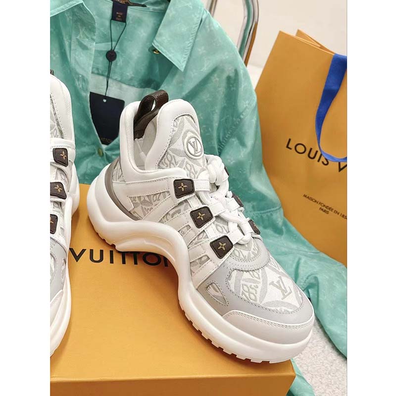 Louis Vuitton Women LV Archlight Sneaker Beige Jacquard Textile Oversized Rubber