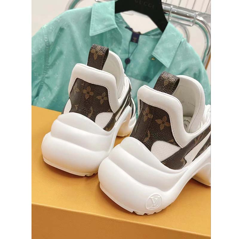 Louis Vuitton Women LV Archlight Sneaker Brown Patent Monogram Canvas Technical Fabrics