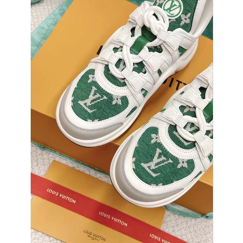 Louis Vuitton Women LV Archlight Sneaker Green Monogram Velvet Oversized Rubber 5 Cm Heel