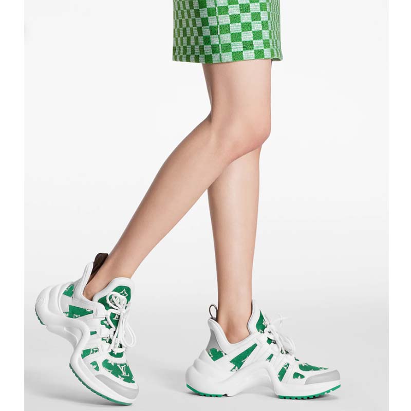 Louis Vuitton Women LV Archlight Sneaker Green Monogram Velvet Oversized Rubber 5 Cm Heel