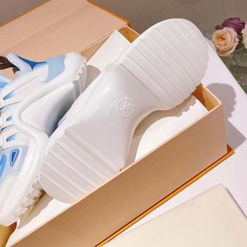 Louis Vuitton Women LV Archlight Sneaker Light Blue Printed Cotton Oversized Rubber Outsole