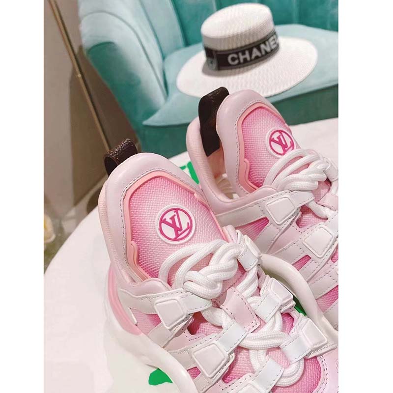 Louis Vuitton Women LV Archlight Sneaker Pink Printed Cotton Oversized Rubber Outsole