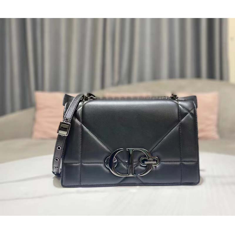 Dior Women CD 30 Montaigne Chain Bag Handle Black Maxicannage Lambskin