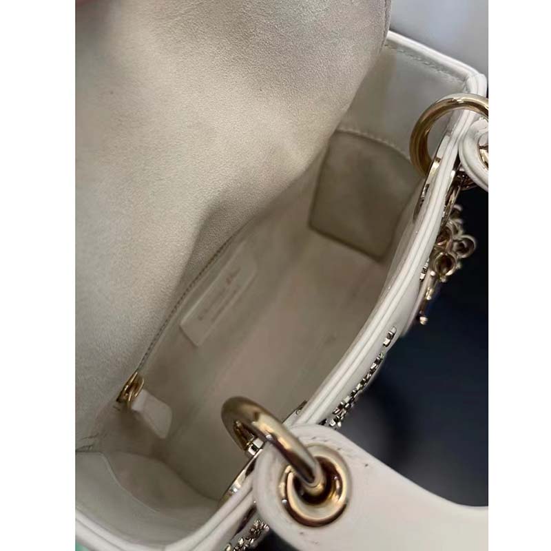 Dior Women CD Mini Lady Dior Bag Latte Lucky Star Cannage Lambskin