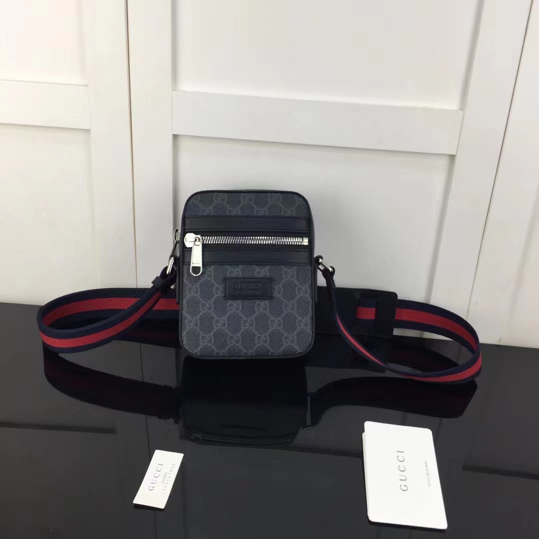 G*u*i gg unisex black messenger black grey gg supreme canvas blue red web