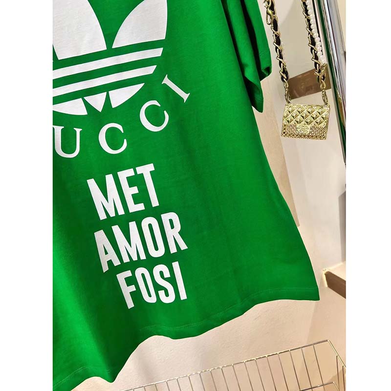 G*u*i gg women adidas x G*u*i cotton jersey t-shirt green jersey crewneck oversize fit