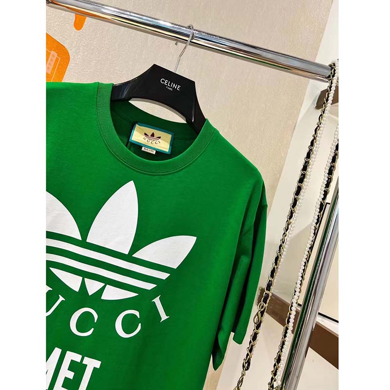 G*u*i gg women adidas x G*u*i cotton jersey t-shirt green jersey crewneck oversize fit