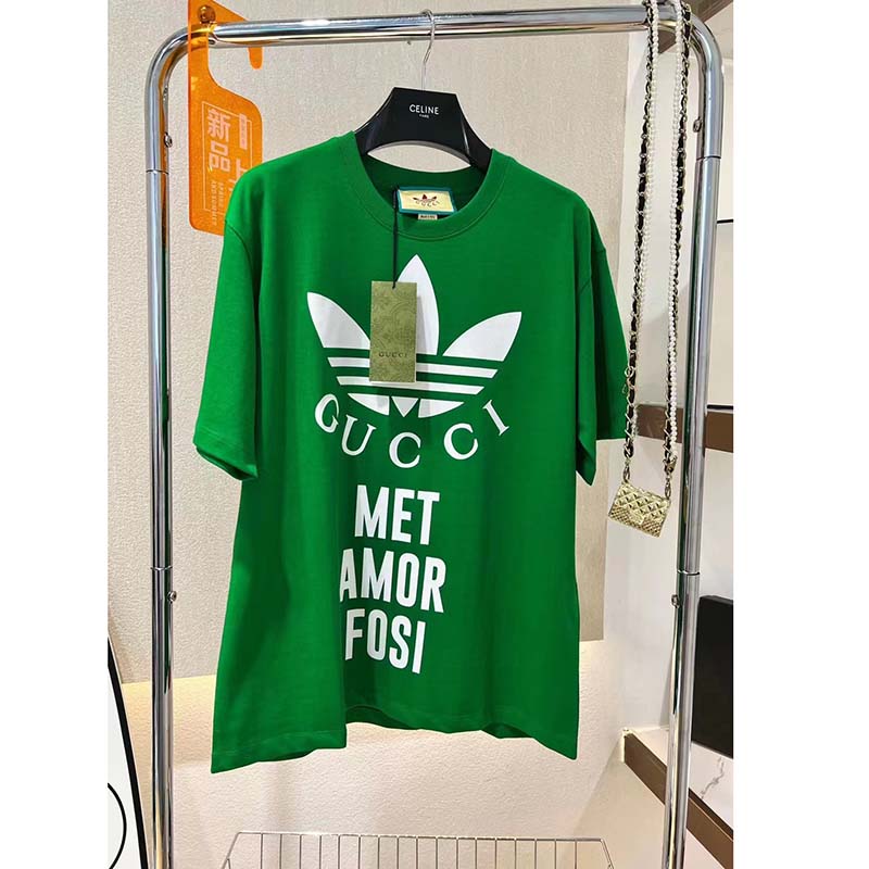 G*u*i gg women adidas x G*u*i cotton jersey t-shirt green jersey crewneck oversize fit
