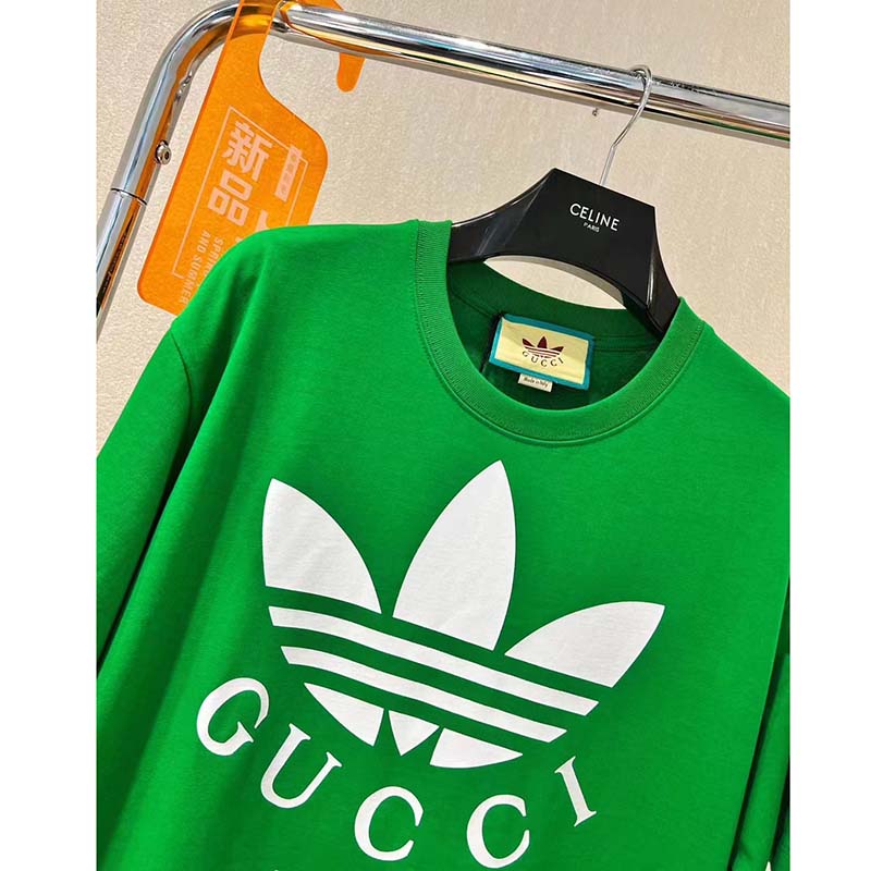 G*u*i gg women adidas x G*u*i cotton jersey t-shirt green jersey crewneck oversize fit