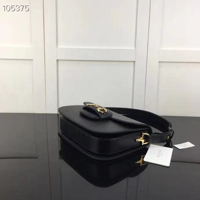 G*u*i gg women horsebit 1955 shoulder bag black textured leather
