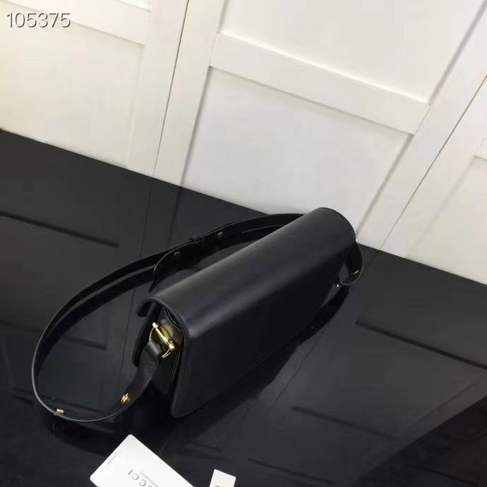 G*u*i gg women horsebit 1955 shoulder bag black textured leather