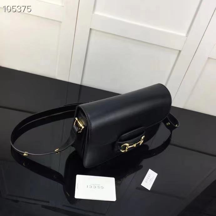 G*u*i gg women horsebit 1955 shoulder bag black textured leather
