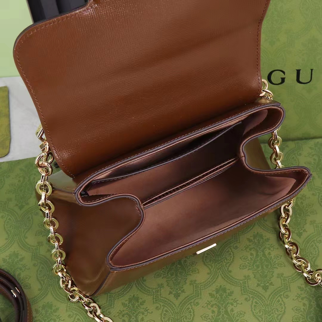 G*u*i gg women horsebit 1955 top handle bag light brown leather mini size