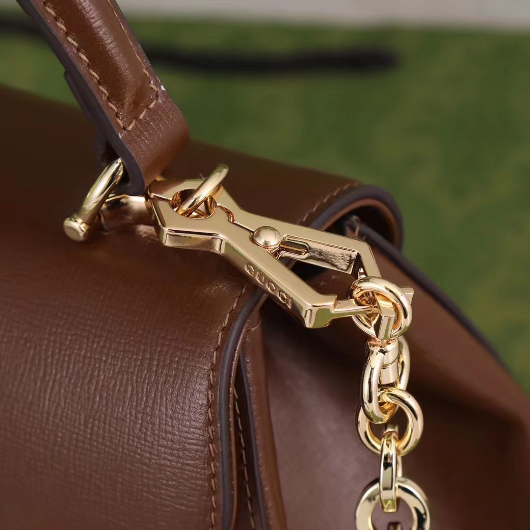 G*u*i gg women horsebit 1955 top handle bag light brown leather mini size