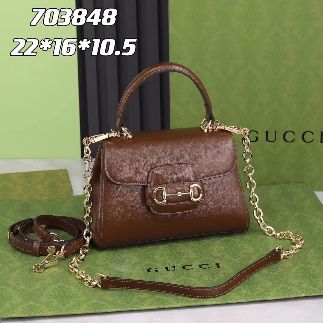 G*u*i gg women horsebit 1955 top handle bag light brown leather mini size