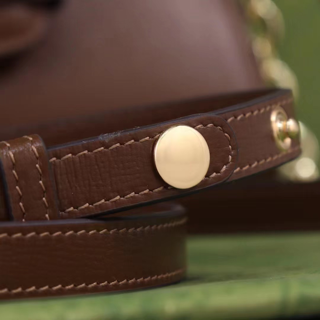 G*u*i gg women horsebit 1955 top handle bag light brown leather mini size