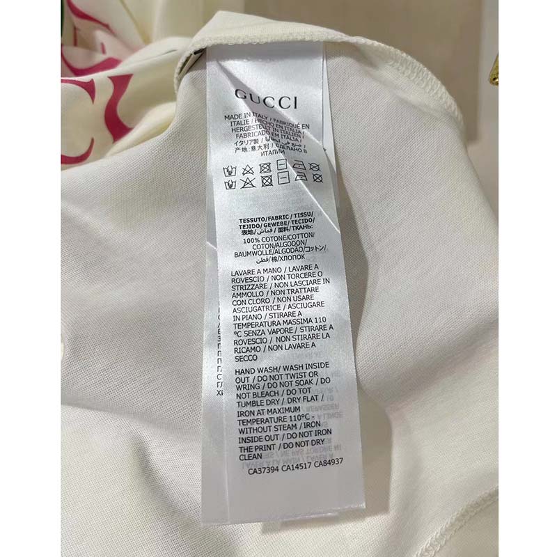 G*u*i gg men vintage logo print t-shirt off white cotton jersey crewneck short sleeves