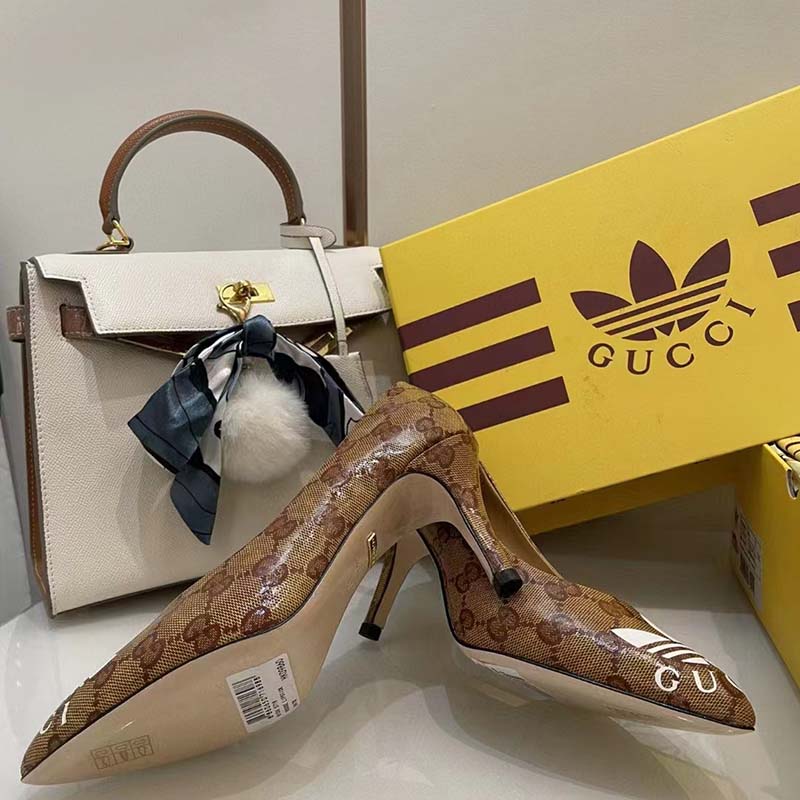 G*u*i women adidas x G*u*i gg pump beige brown gg crystal canvas 9 cm heel