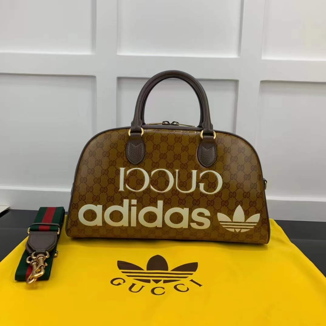 G*u*i unisex adidas x G*u*i large duffle bag beige brown gg crystal canvas