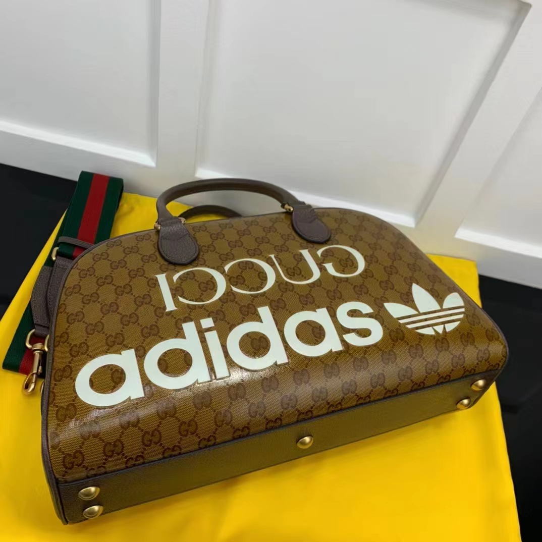 G*u*i unisex adidas x G*u*i large duffle bag beige brown gg crystal canvas