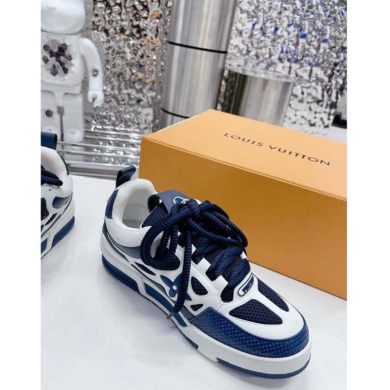 Louis Vuitton Unisex LV Trainer Sneaker Black Monogram Denim Rubber Outsole Flowers