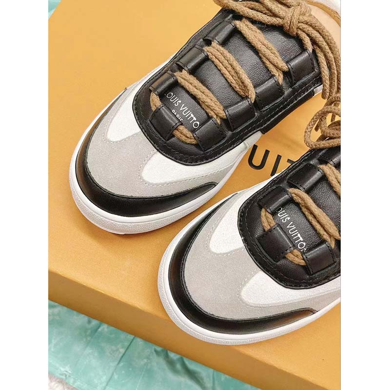 Louis Vuitton Women LV Lous Open-Back Sneaker Light Gray Suede Calf Leather Double Laces