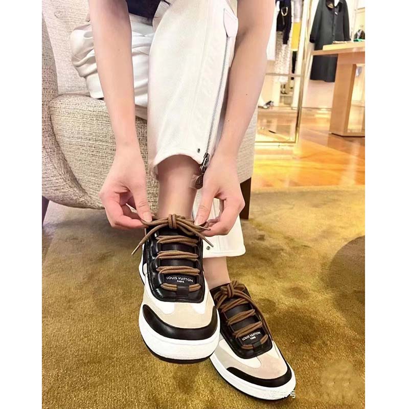 Louis Vuitton Women LV Lous Open-Back Sneaker Light Gray Suede Calf Leather Double Laces