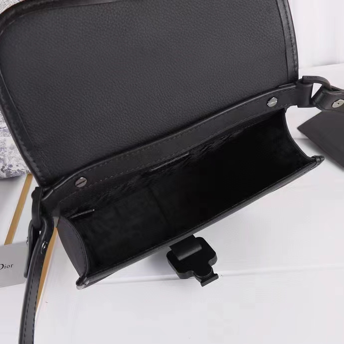 Dior Unisex CD Mini Gallop Bag Strap Black Grained Calfskin