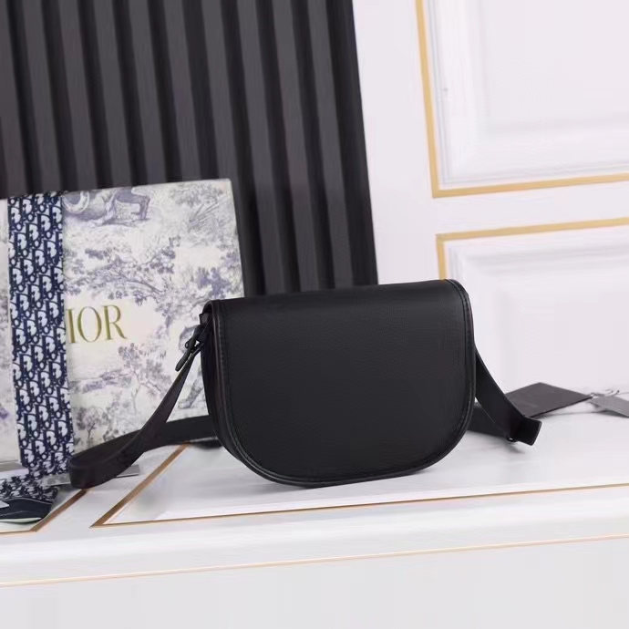 Dior Unisex CD Mini Gallop Bag Strap Black Grained Calfskin
