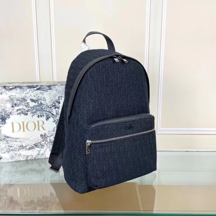 Dior Unisex CD Rider Backpack Black Dior Oblique Jacquard