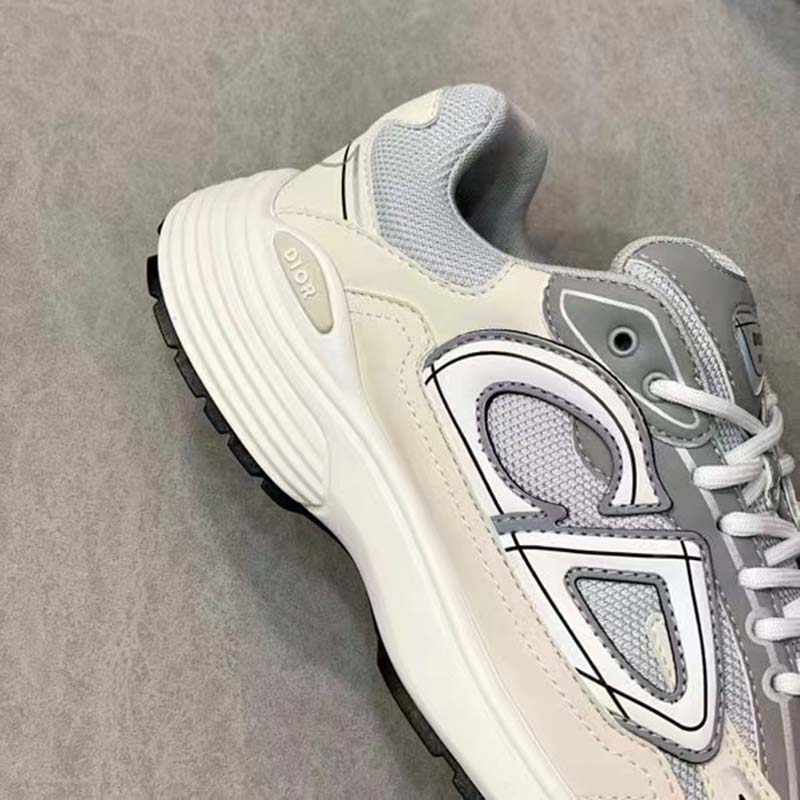 Dior Unisex Shoes CD B30 Sneaker White Mesh Technical Fabric