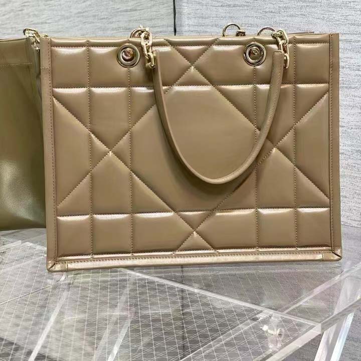 Dior Women CD Medium Dior Essential Tote Bag Hazelnut Archicannage Calfskin
