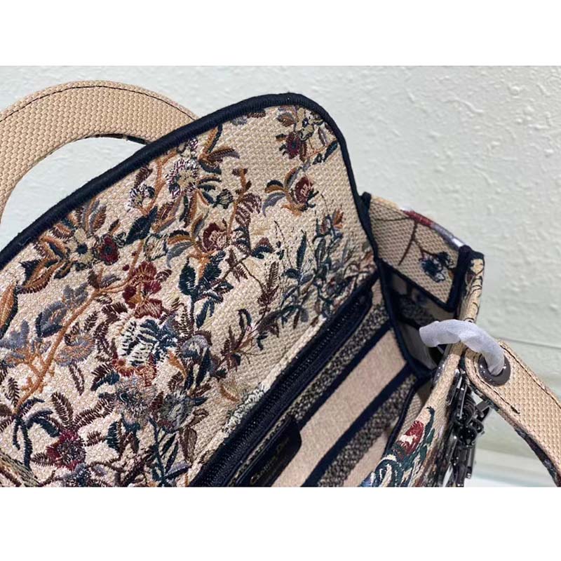 Dior Women CD Medium Lady D-Lite Bag Beige Multicolor Dior Jardin D’Hiver Embroidery