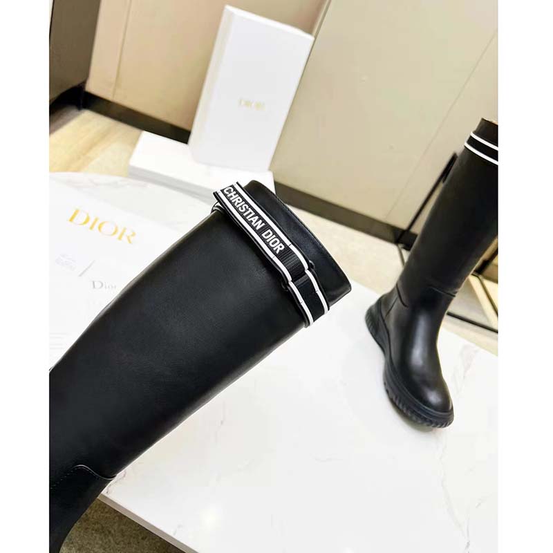 Dior Women Shoes CD D-Racer Boot Black Calfskin